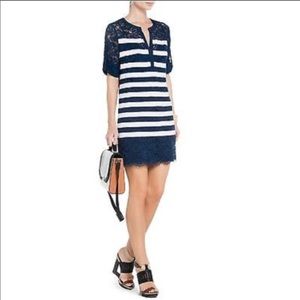 BCBGMaxAzria Navy and White Lace Dress